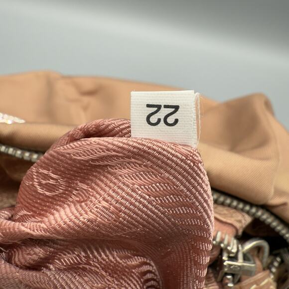 Prada Nylon Floral Applique Shoulder Bag Pink Beige Made in Italy - Picture 14 of 16